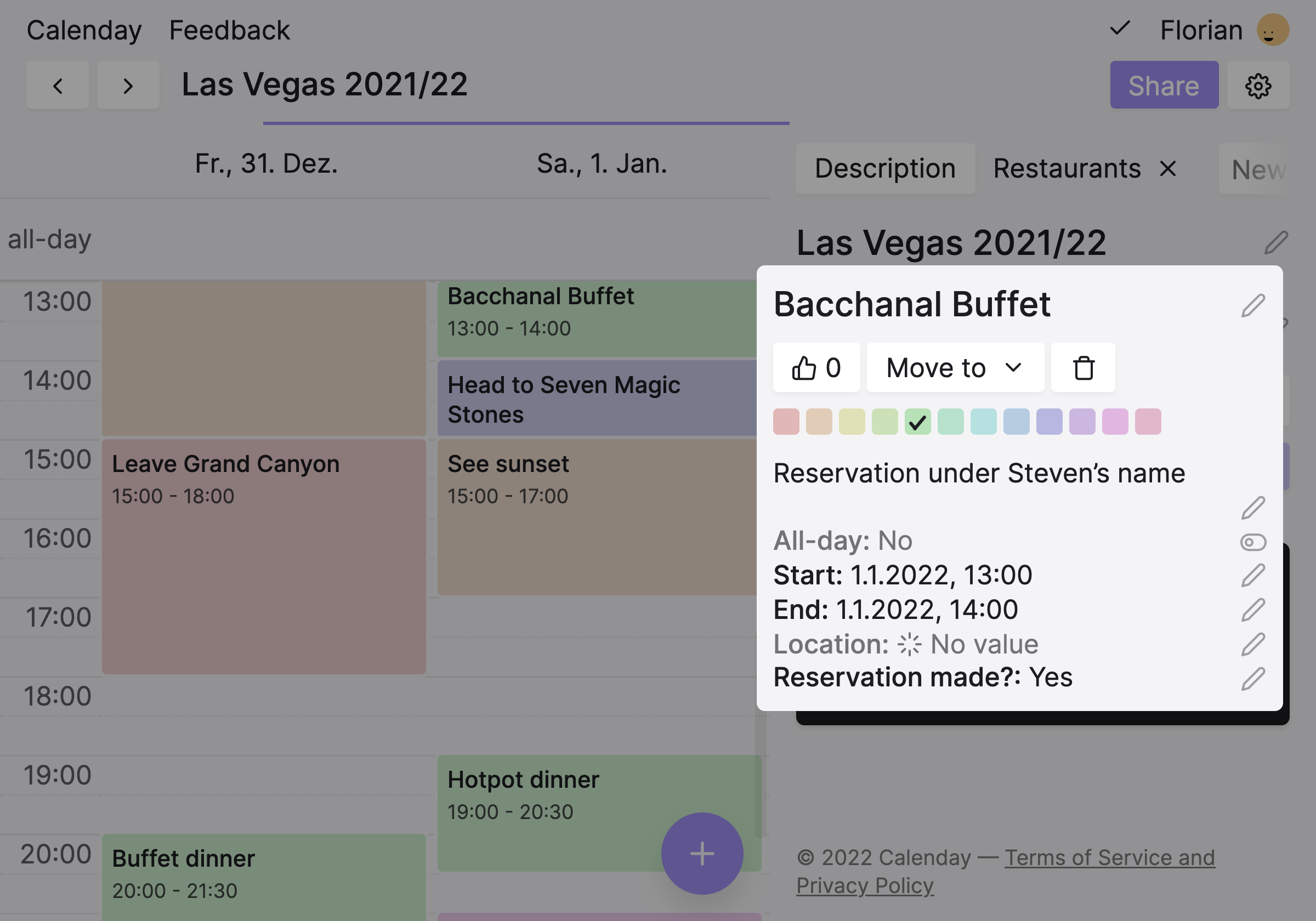 Screenshot showing rich events
