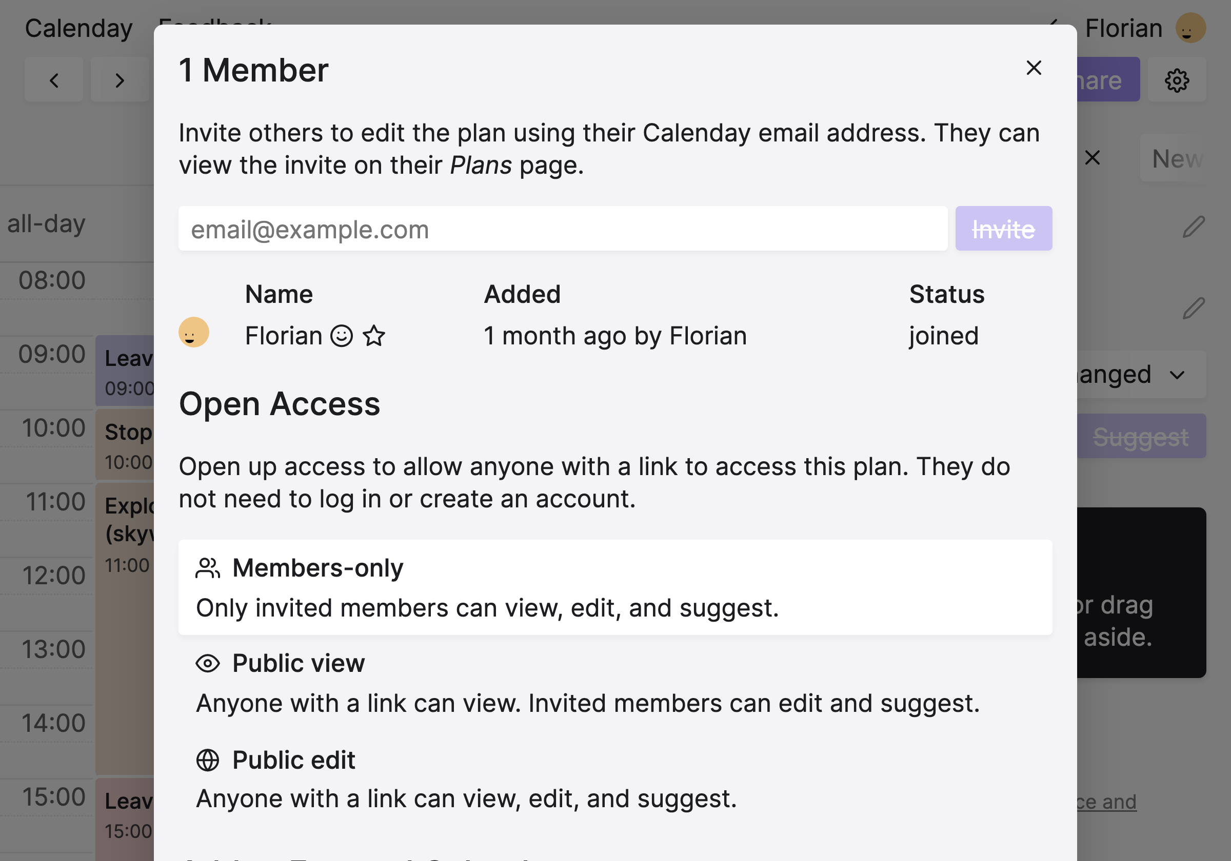 Screenshot showing sharing